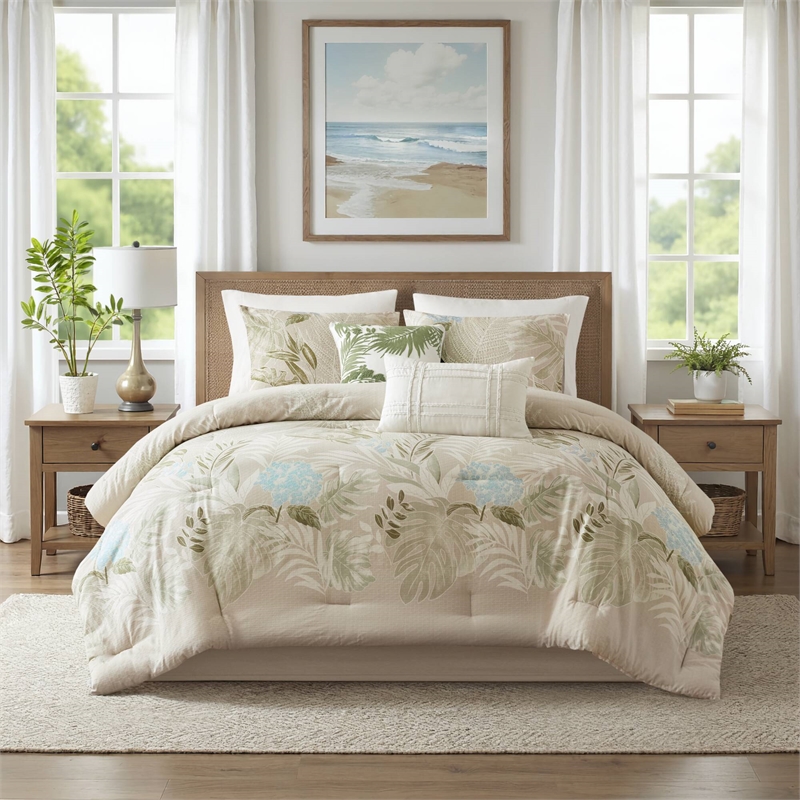 Olliix Harbor House Blue King Cotton Comforter Set in Taupe