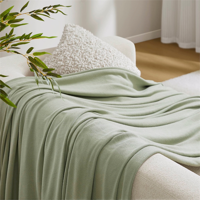 Olliix Madison Park Twin Rayon Blanket in Sage Green