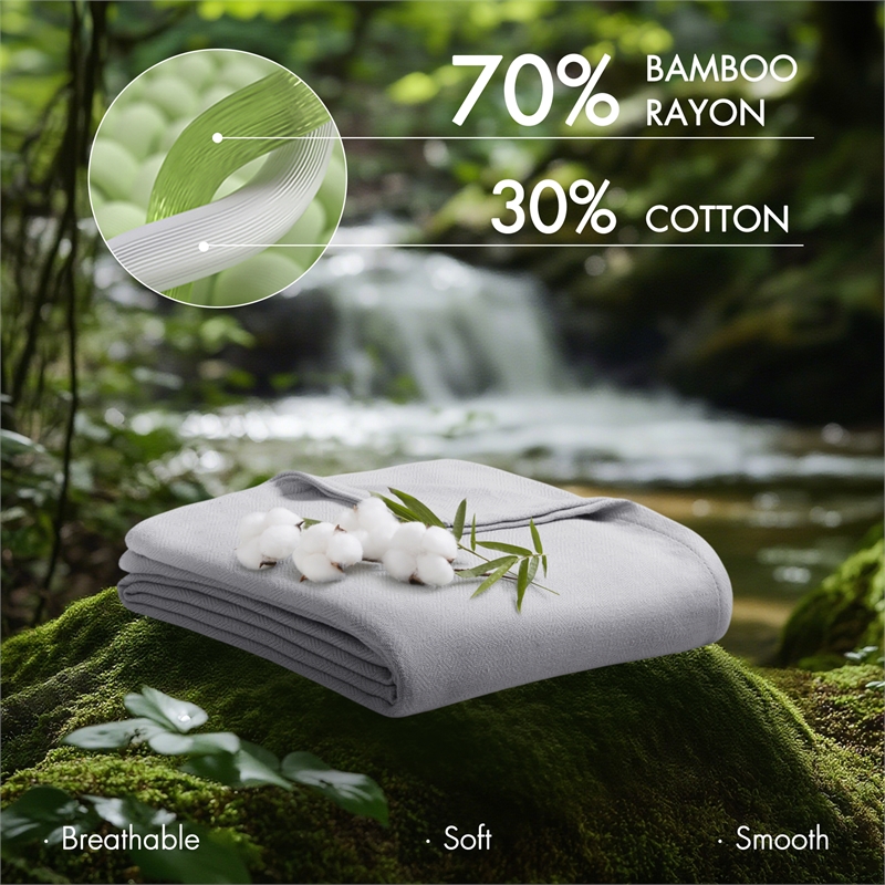 Olliix Madison Park Twin Rayon Blanket in Grey