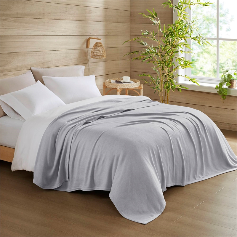 Olliix Madison Park Twin Rayon Blanket in Grey