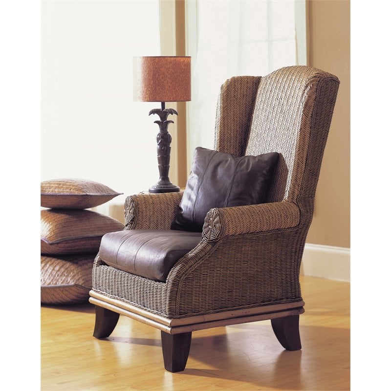 Padma's Plantation Bali Wicker / Rattan Wing Chair in Natural Antique