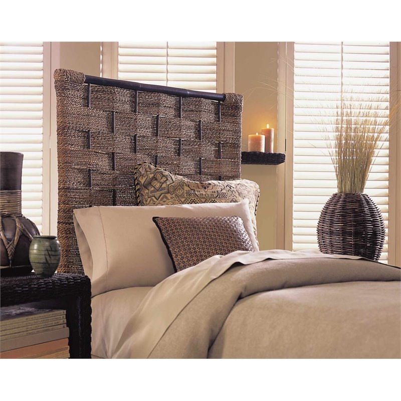 Padma's Plantation Wood Queen Headboard in Natural Abaca Twist