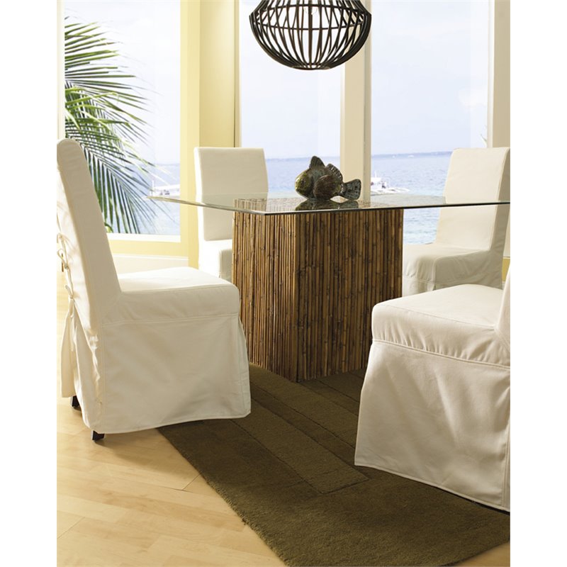 Padma's Plantation Wood Dining Table with Glass Top in Natural
