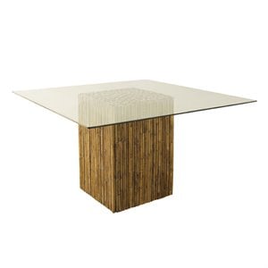 Padma's Plantation Wood Dining Table with Glass Top in Natural