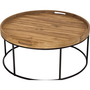 Padma's Plantation Berkeley Metal Coffee Table in Natural & Iron