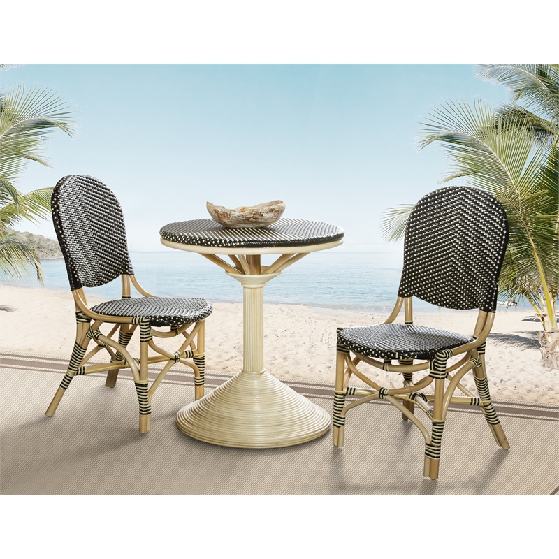 Padma's Plantation Rattan 2 Pc. Bistro Chair Set in Black & Beige