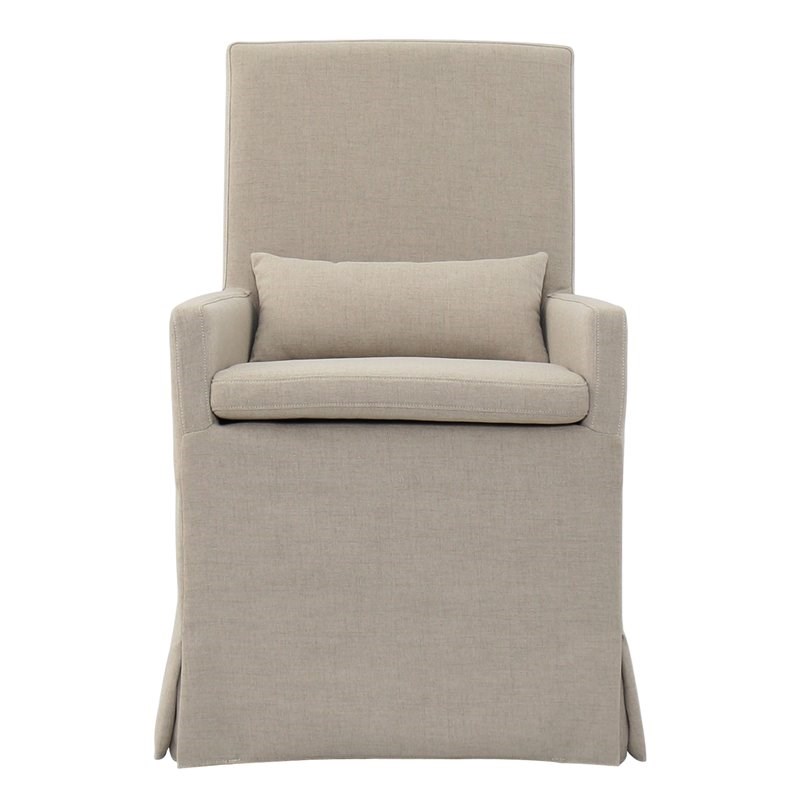 Padma's Plantation Sandspur Beach Wood Dining Armchair in Brushed Linen White