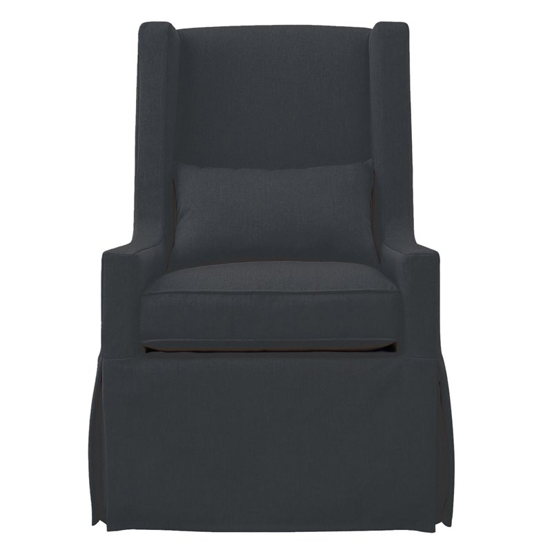 Padma's Plantation Sandspur Beach Wood Swivel Lounge Chair in Charcoal Gray