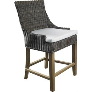 Padma's Plantation Alfresco Wicker Patio Counterstool in Crocodile Green Rattan