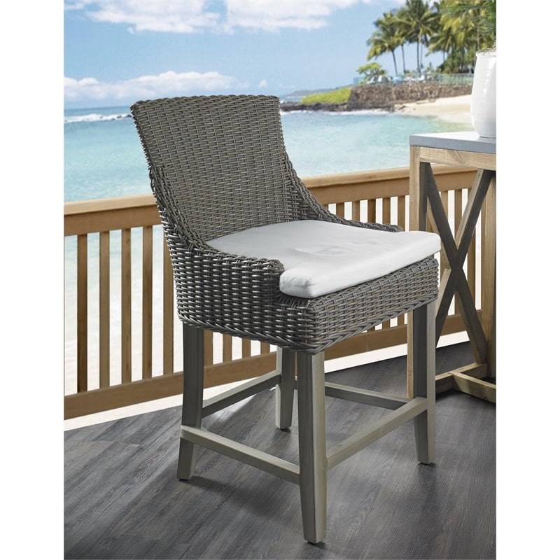 Padma's Plantation Alfresco Wicker Patio Counterstool in Kubu Gray