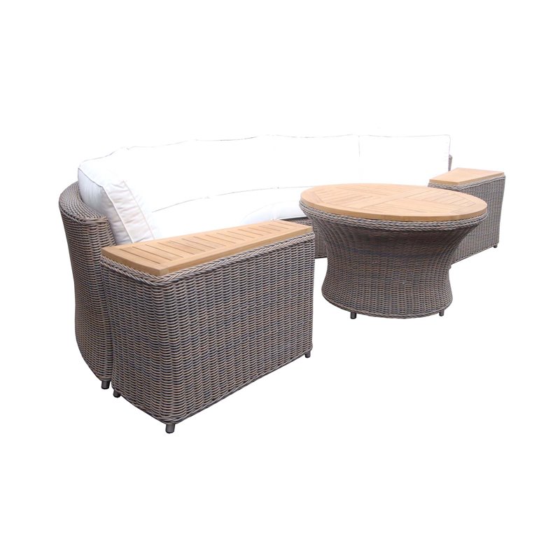 Padma's Plantation Barbados Wicker Rounded Patio Sofa in Kubu Gray