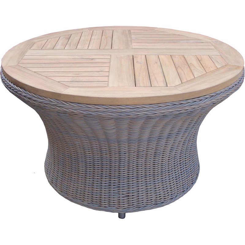 Padma's Plantation Barbados Wicker Patio Chat Table in Kubu Gray