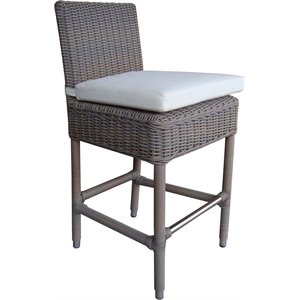 Padma's Plantation Boca Wicker Patio Cushion Counterstool in Kubu Gray