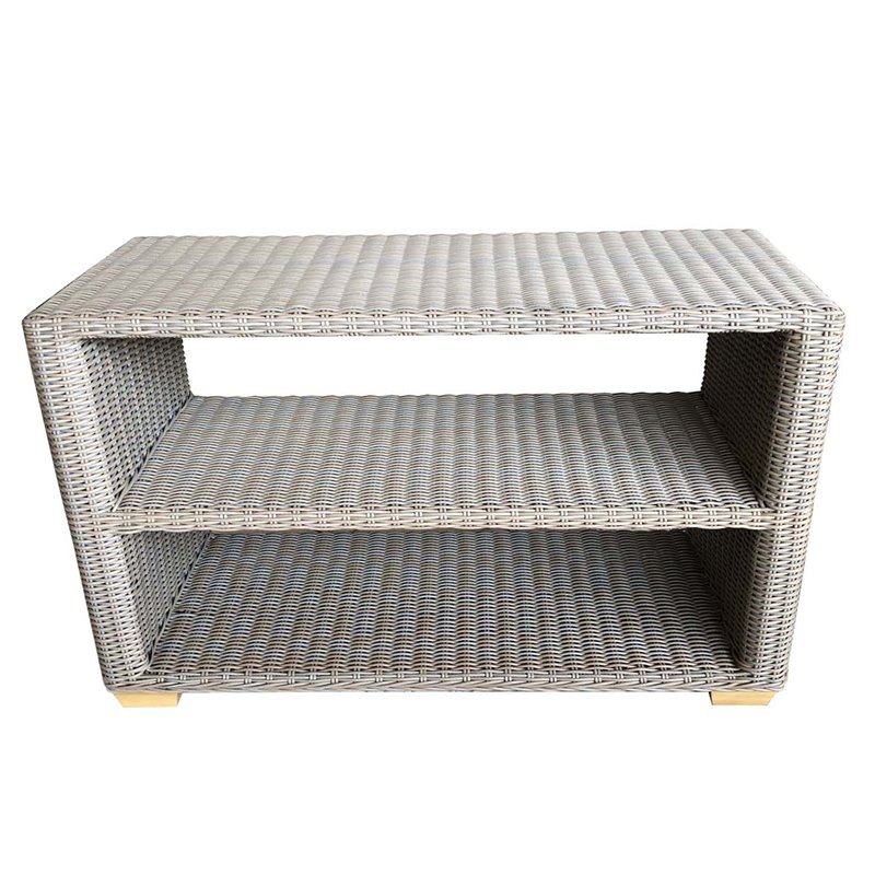 Padma's Plantation Nautilus Wicker Patio Console Table in Kubu Gray