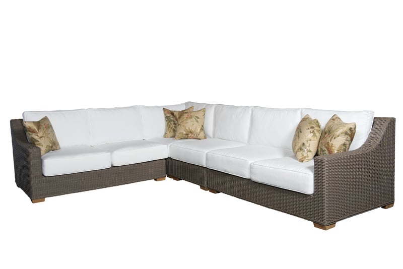 Padma's Plantation Nautilus Wicker Patio Corner Table in Kubu Gray