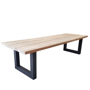 Padma's Plantation Vittoria Wood 98.5&quot Patio Dining Table in Natural & Iron