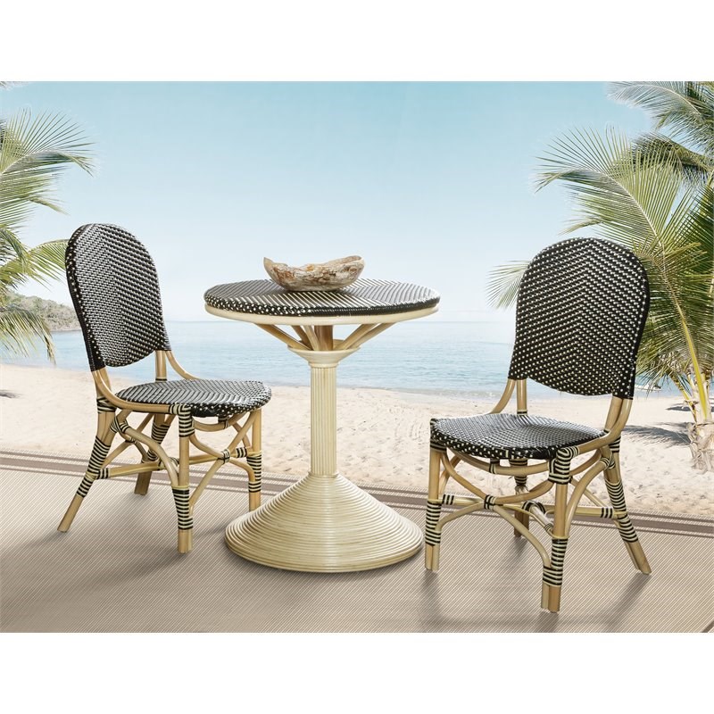 Padma's Plantation Rattan Bistro Table in Black & Beige