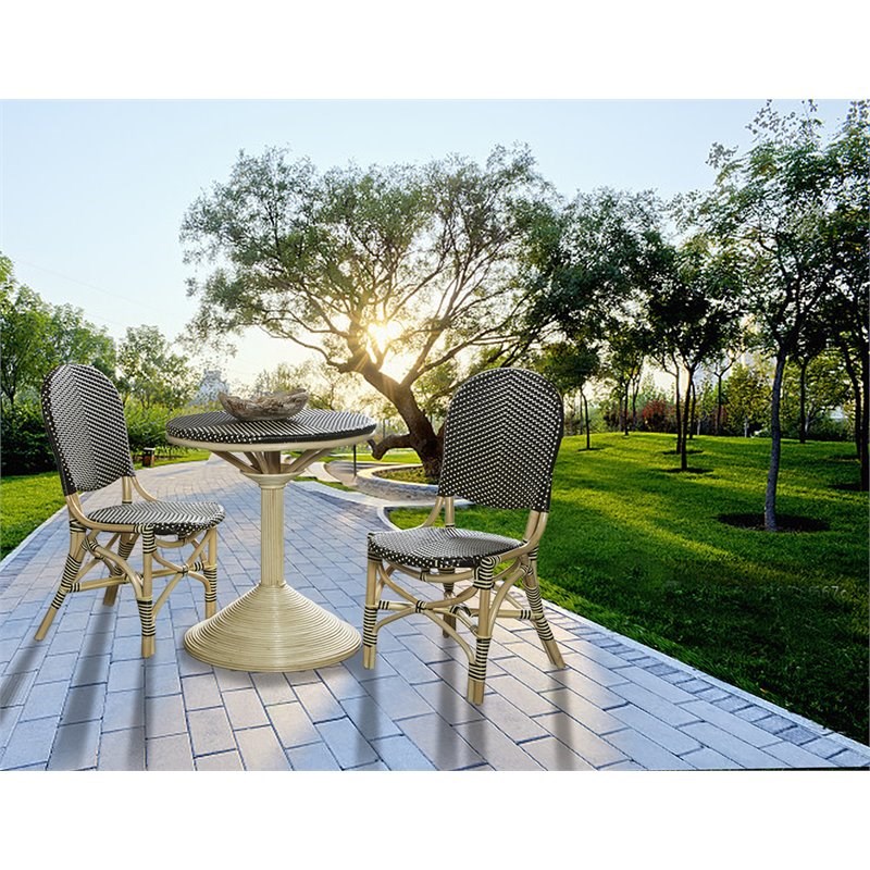 Padma's Plantation Rattan Bistro Table in Black & Beige