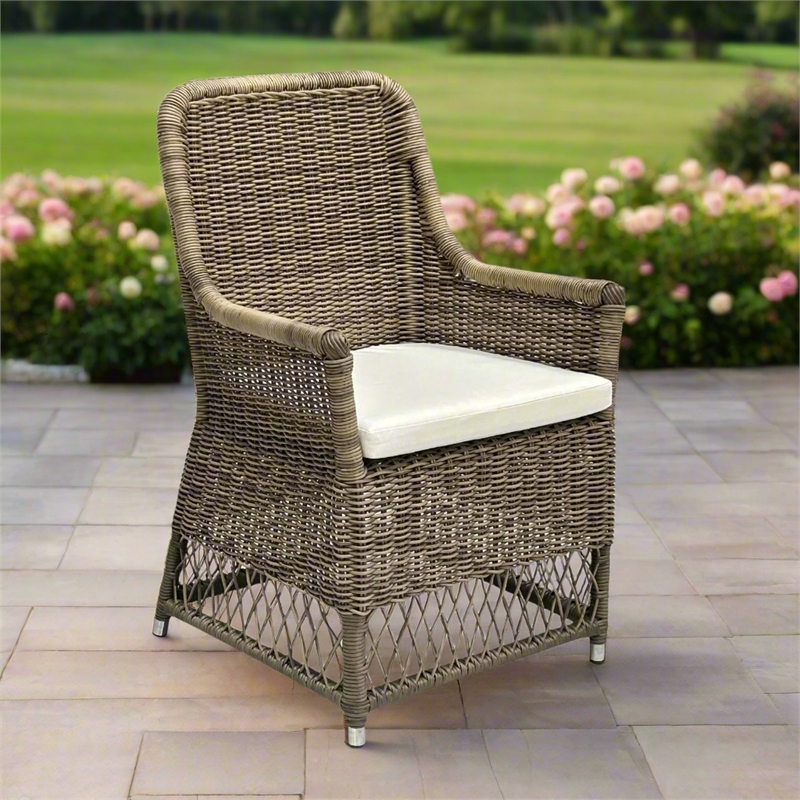 Padma's Plantation Outdoor Viceroy Arm Dining Chair in Naturral