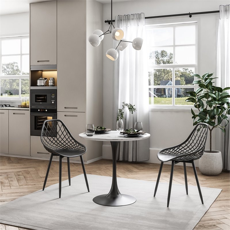 Jamesdar Kurv Plastic and Steel Dining Chair 2 Piece Set in Black