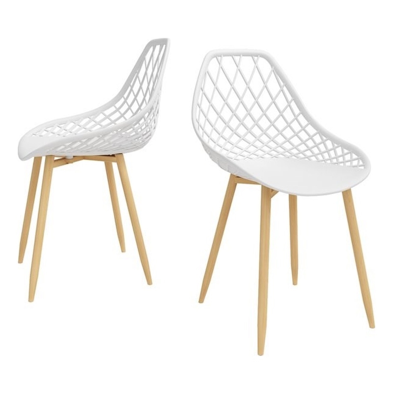 Jamesdar Kurv Steel Dining Chair 2 Piece Set in White & Natural