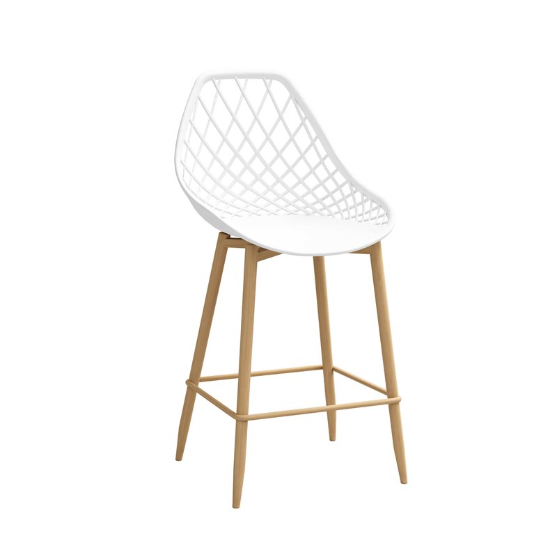 Jamesdar Kurv Steel Counter Chair 2 Piece Set in White & Natural