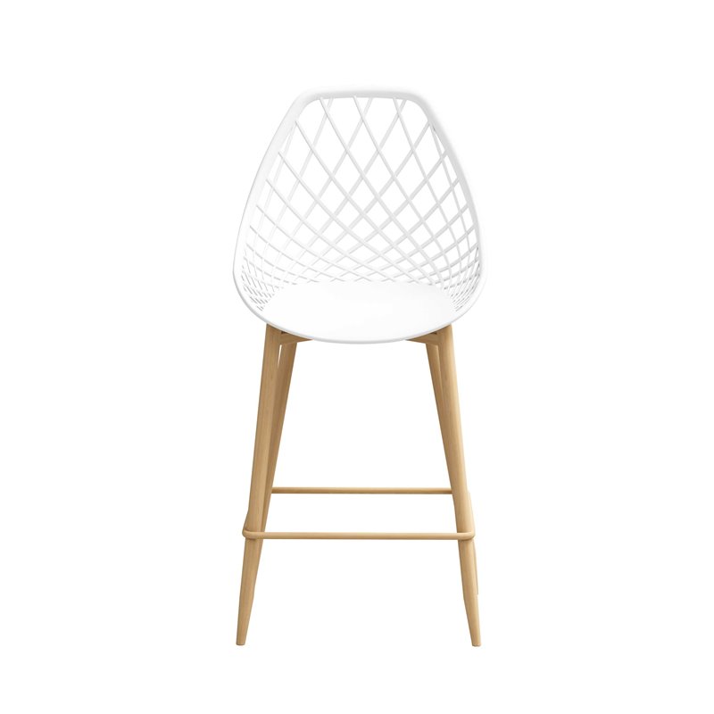 Jamesdar Kurv Steel Counter Chair 2 Piece Set in White & Natural