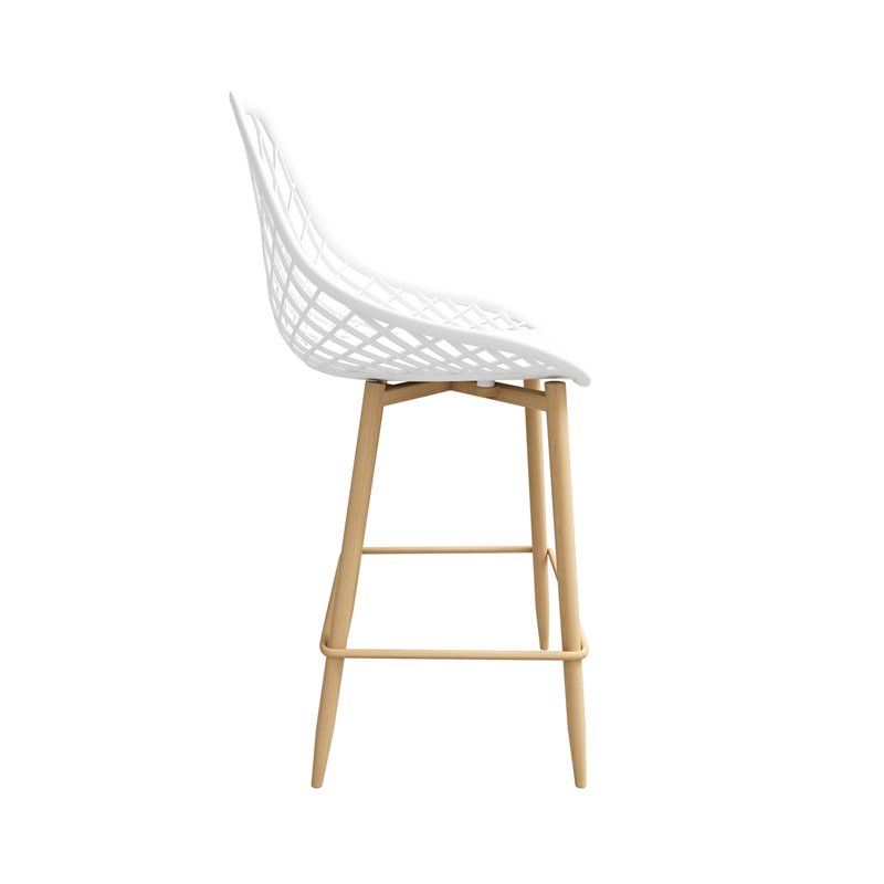 Jamesdar Kurv Steel Counter Chair 2 Piece Set in White & Natural