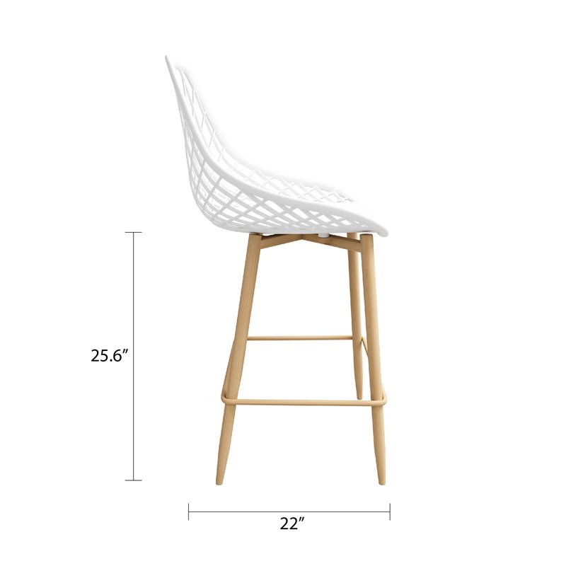 Jamesdar Kurv Steel Counter Chair 2 Piece Set in White & Natural