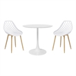 Jamesdar Kurv Steel 3 Piece Cafe Set in White & Natural