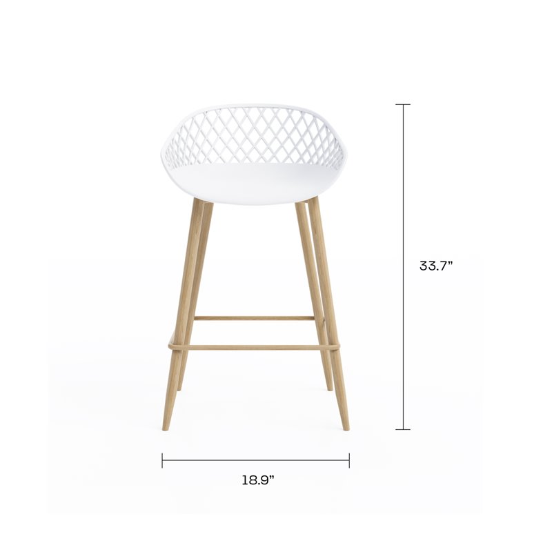 Jamesdar Kurv Steel 3 Piece Counter Height Cafe Set in White & Natural