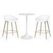 Jamesdar Kurv Steel 3 Piece Counter Height Cafe Set in White & Natural