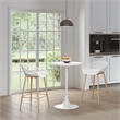 Jamesdar Kurv Steel 3 Piece Counter Height Cafe Set in White & Natural