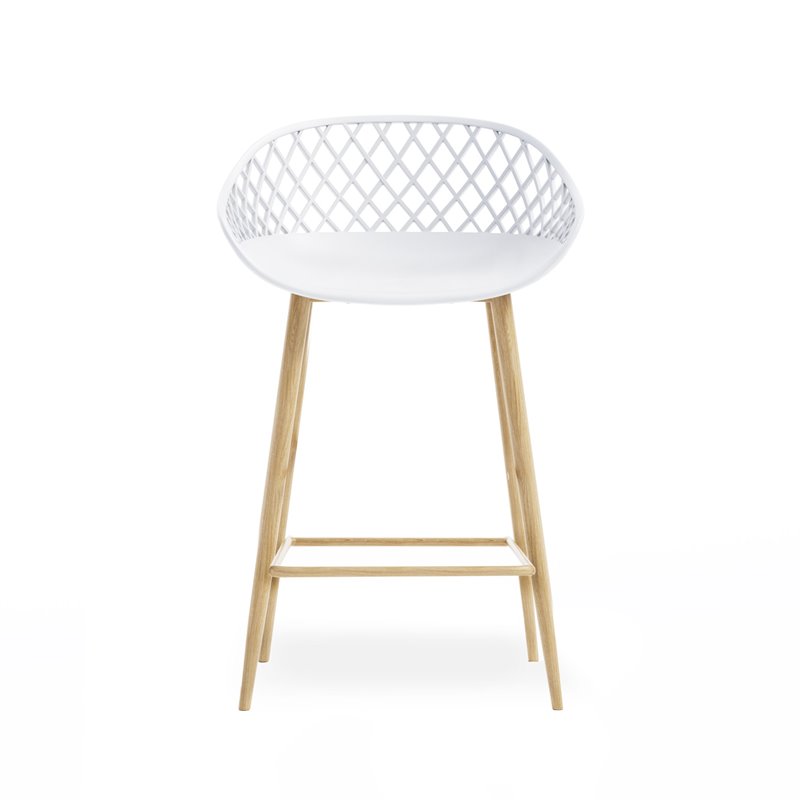 Jamesdar Kurv Plastic and Steel Counter Stool 2 Piece Set in White & Natural