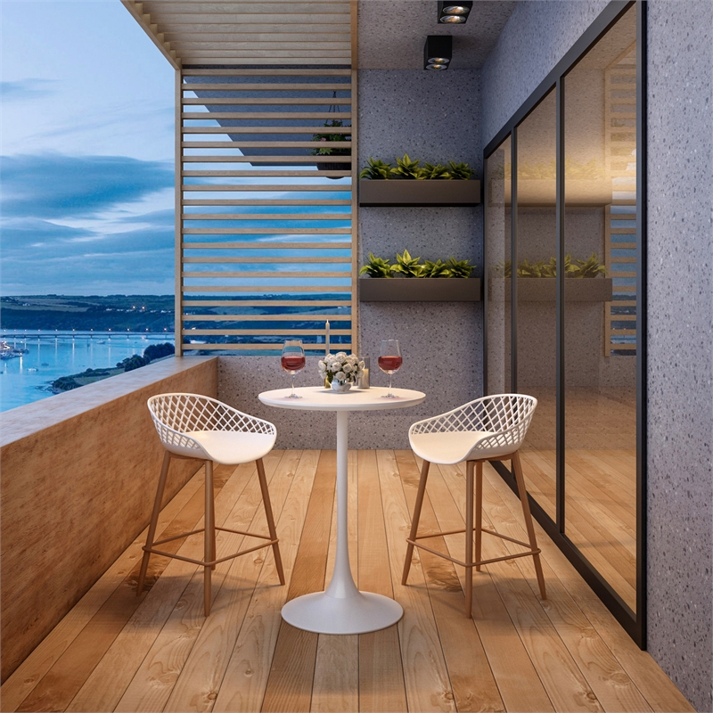 Jamesdar Kurv Steel Counter Height Cafe Table in White