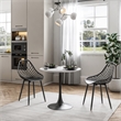 Kurv 3 Piece Cafe Dining Set Faux White Marble and Black