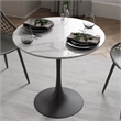 Kurv 3 Piece Cafe Dining Set Faux White Marble and Black