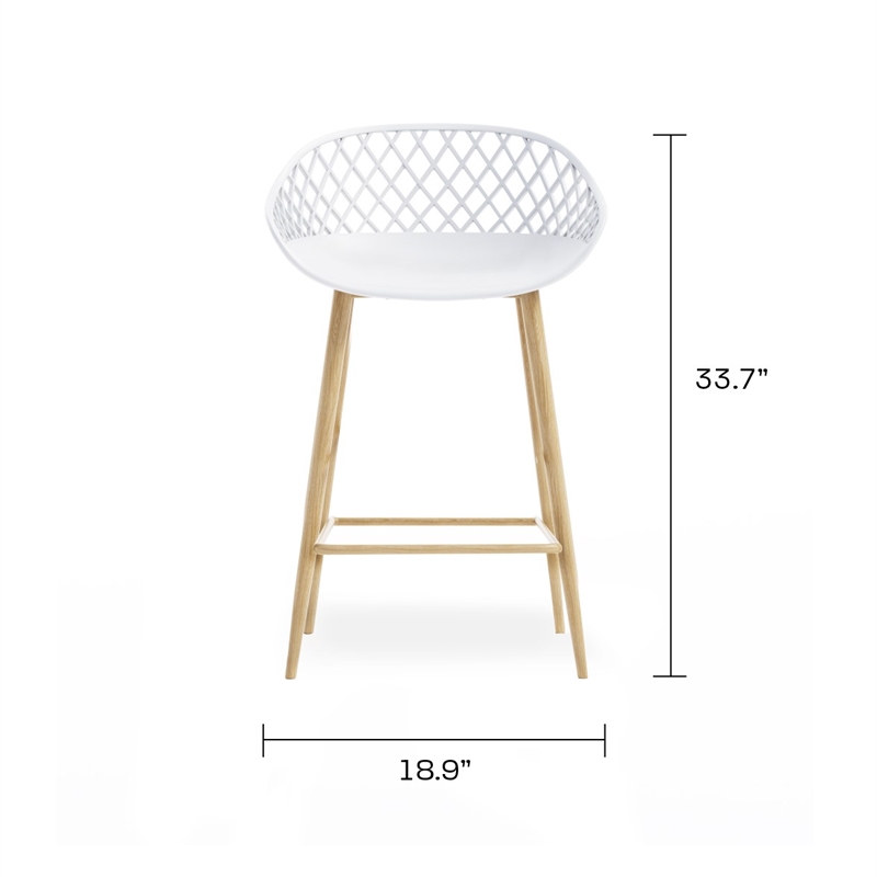 Jamesdar Kurv 3-Piece Counter Height Bistro Set in White for Indoor/Outdoor