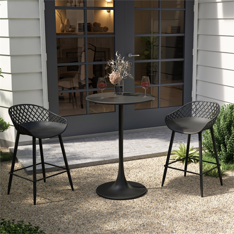 Jamesdar Kurv 3-Piece Counter Height Bistro Set in Black for Indoor/Outdoor