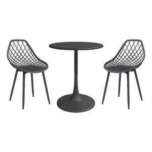 Jamesdar Kurv 3-Piece Bistro Set in Black Indoor/Outdoor