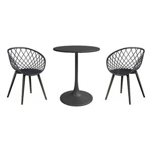 Jamesdar Kurv 3-Piece Lux Bistro Set in Black Indoor/Outdoor