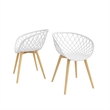 Jamesdar Kurv 3-Piece Lux Dining Set in White and Natural