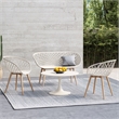 Jamesdar Kurv Bench White and Natural Indoor/Outdoor