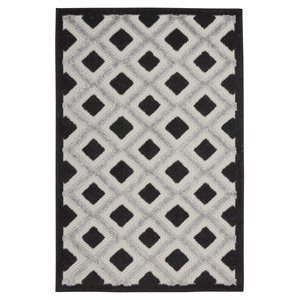 Nourison Aloha 32x48&quot Rectangle Fabric Diamond Motif Area Rug in Black