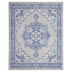 Nourison Whimsicle 96x120&quot Rectangle Traditional Fabric Area Rug in Blue