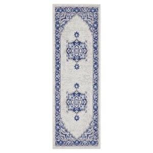 Nourison Whimsicle 24x72&quot Runner Fabric Scrolling Floral Area Rug - Ivory/Blue