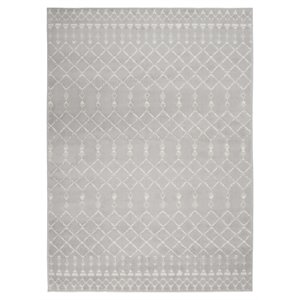 Nourison Whimsicle 72x108&quot Rectangle Fabric Classic Tribal Area Rug in Gray