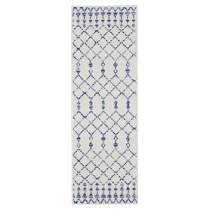 Nourison Whimsicle 24x96&quot Runner Fabric Tribal Area Rug in Blue/Ivory
