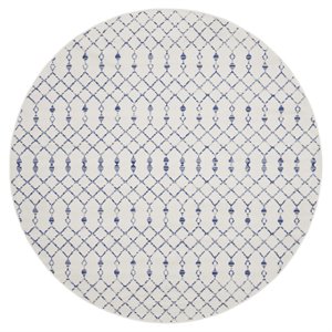 Nourison Whimsicle 96x96&quot Round Fabric Classic Tribal Area Rug in Ivory