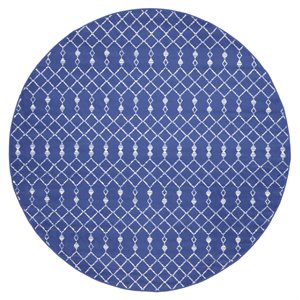 Nourison Whimsicle 96x96&quot Round Fabric Classic Tribal Area Rug in Navy